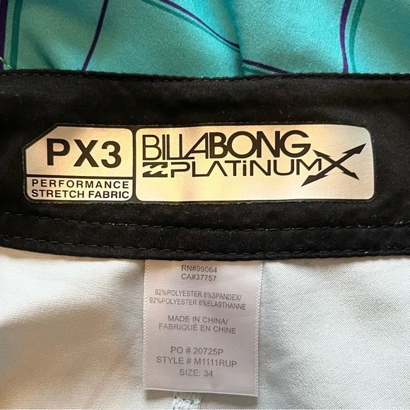 BILLABONG Platinum PX3 Performance Stretch Men’s Teal Swim Board Shorts 34 - Picture 5 of 5